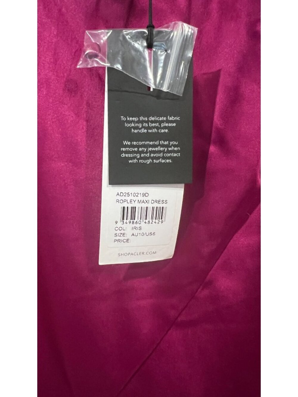 NWT Acler Ropley Drape Bias Cut fuchsia  Satin Maxi Cocktail Dress size US 10 - Picture 10 of 14